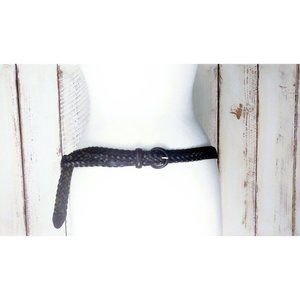 Vintage dark brown braided leather belt/woven leather belt/Dockers/40
